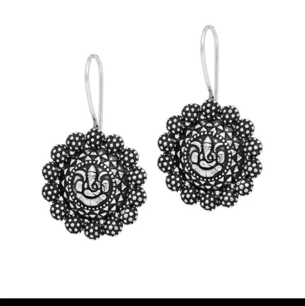 Ganesha Prosperity Wire Drop Earrings - Picture 4 of 7